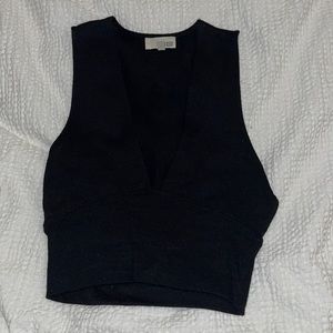 Aritzia black plunge neck crop top